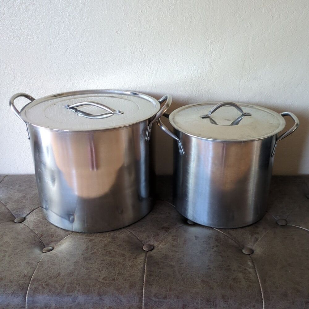 16 QUART STAINLESS STEEL LIDDED STOCKPOT. FREE Smaller One.